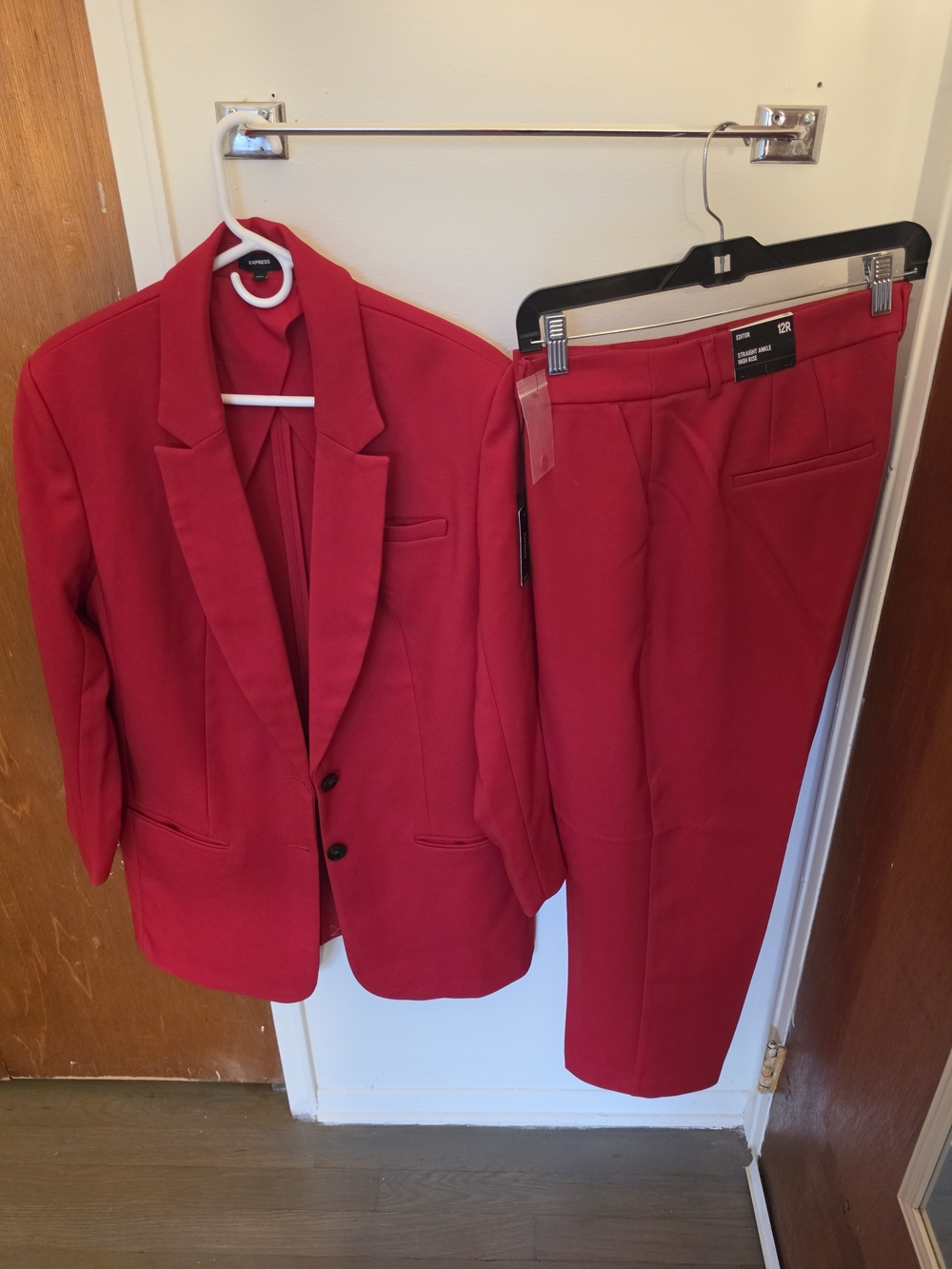 Express Women's Red Blazer and Matching Suit Pants